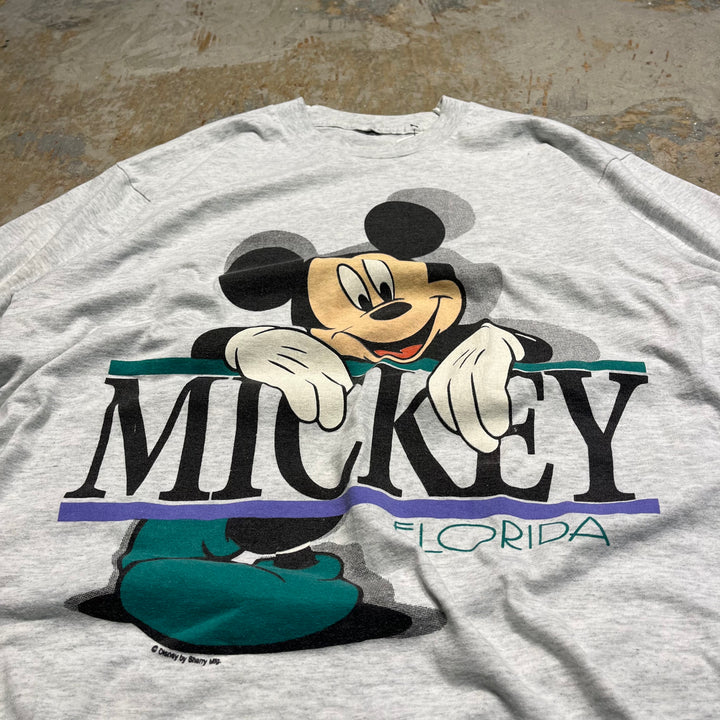 #4679 古着 90s ディズニー ミッキー/ヴィンテージ シングルステッチ Tシャツ/サイズXL相当
