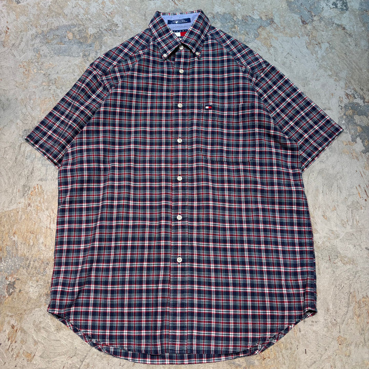 古着 TOMMY HILFIGER/ トミーヒルフィガー/  ボタンダウン半袖シャツ/ チェック柄/ サイズS