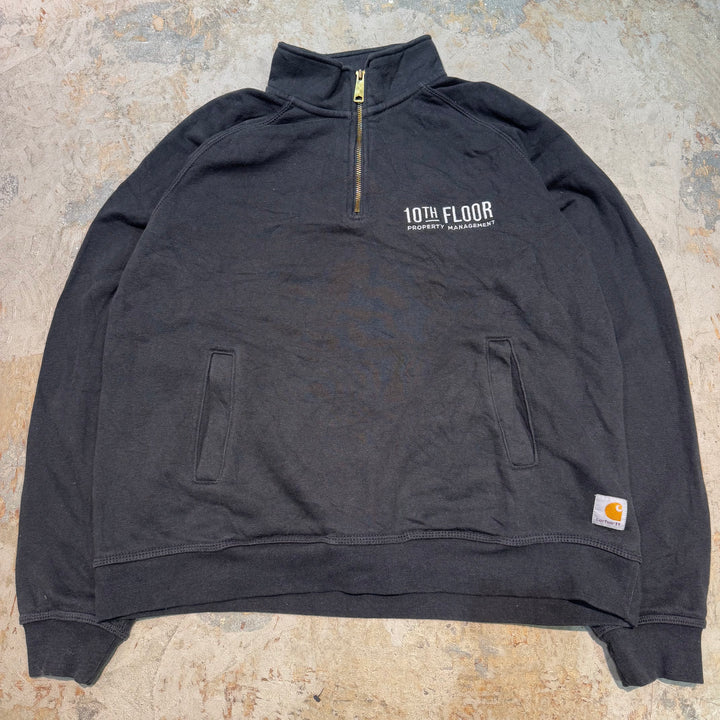 古着 carhartt/ カーハート/ ハーフジップスウェット/企業ロゴ/ サイズL