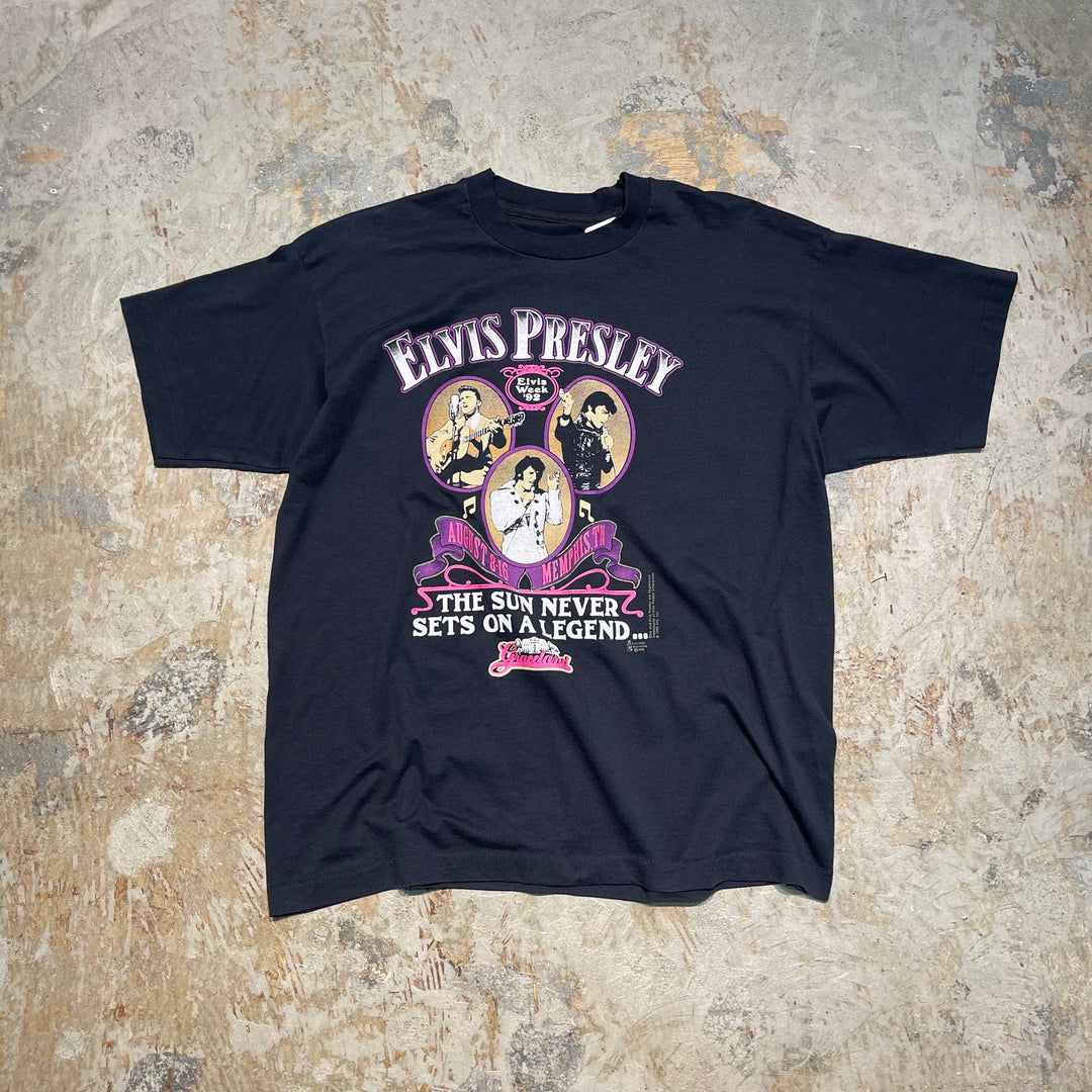 #4644 Used clothing unknown/short sleeve print t-shirt tee/short sleeve print t-shirt/single stitch/ELVIS PRESLEY print/size XXL