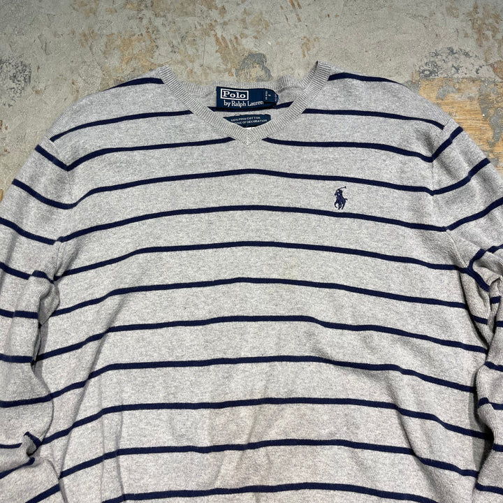 #3686古着/ラルフローレン/POLObyRalphLauren/コットンニット/Cottonknit/Vネック/サイズM