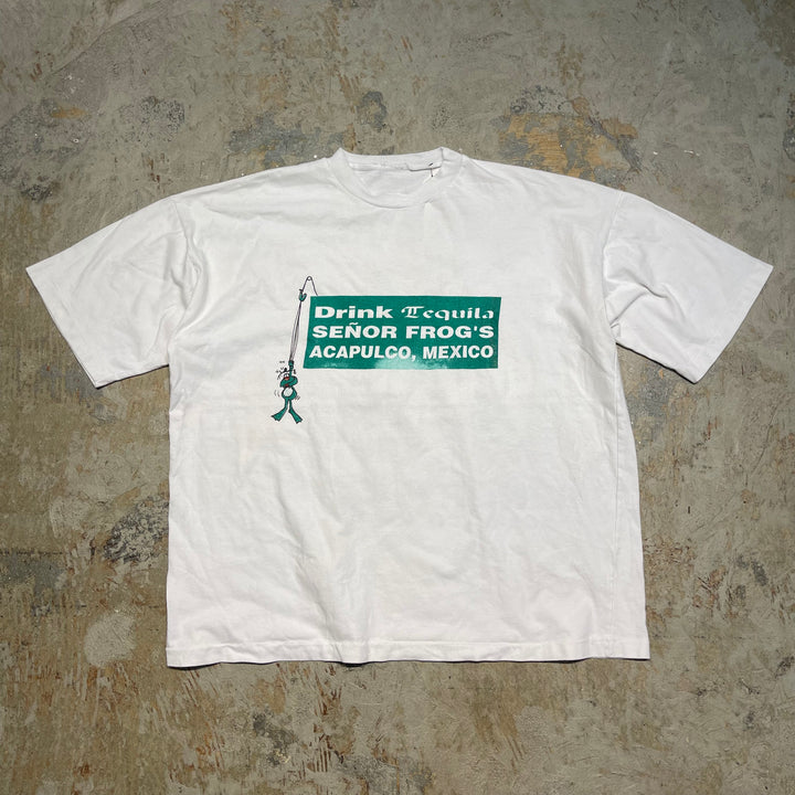 古着 90's セニョールフロッグス/テキーラ/カエル/アカプルコ メキシコ/ヴィンテージ シングルステッチプリントTシャツ/サイズL相当