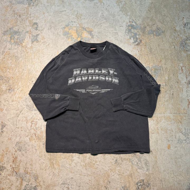 古着 USA製 Harley-Davidson/ハーレーダビッドソン/ プリント長袖Tシャツ/ サイズL