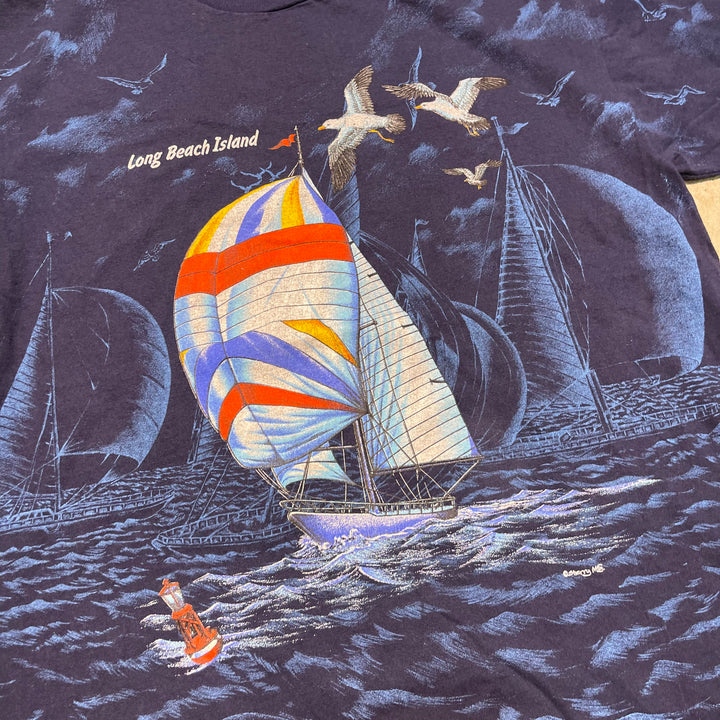 古着 USA製 80's ジャージーズ/ロングビーチ/カモメ/アニマル/ヴィンテージ シングルステッチ プリントTシャツ/サイズXL