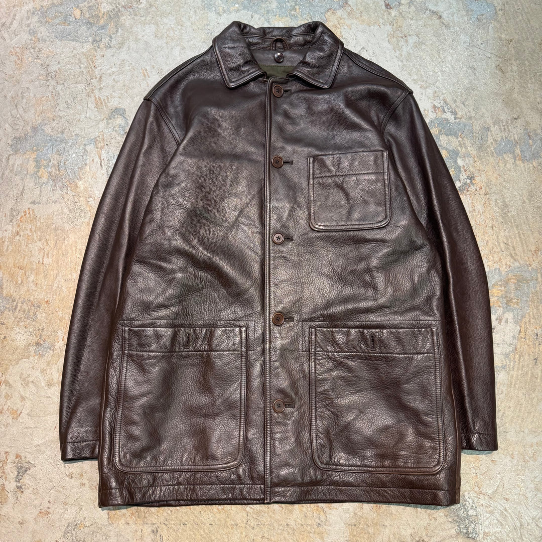 古着 STRUCTUIE/ ストラクチャー/ ボタンレザージャケット/ ハーフコート/サイズS