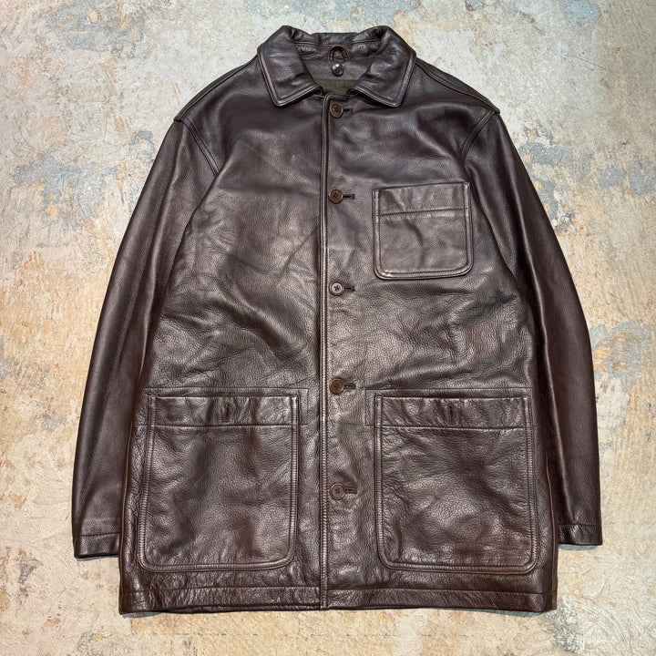 古着 STRUCTUIE/ ストラクチャー/ ボタンレザージャケット/ ハーフコート/サイズS