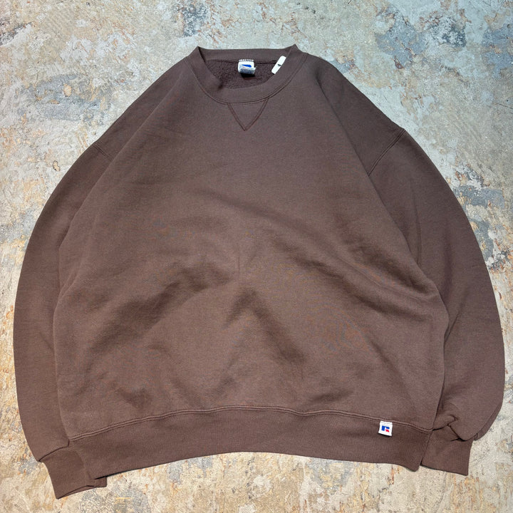 미국 80 년대에서 만든 중고 의류 ~ Russell Athletic/ Russell Athletic/ Blank Crew Neck Weketshirt/ Plain/ Front V Gusset/ Size XXL