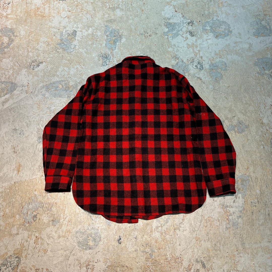 Used clothing Made in USA 60's~ Woolrich/Wool shirt/Shirt jacket/Checked pattern/Size equivalent L