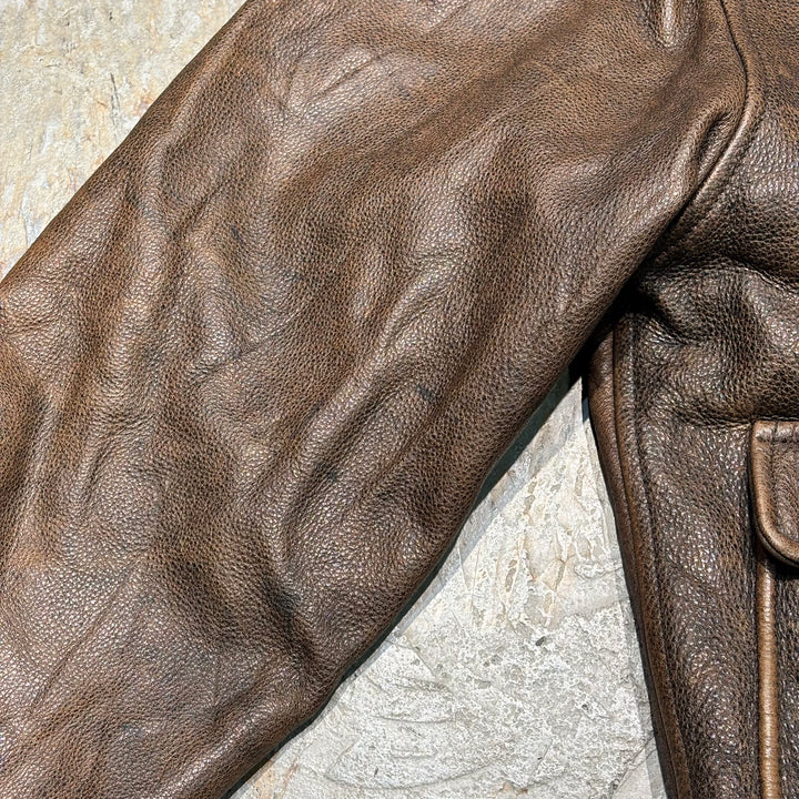 중고 의류 St.John'Sbay/ St. John 's Bay/ Genuine Leather Zip-Up Leather Jacket/ Cowhide/ Size XL