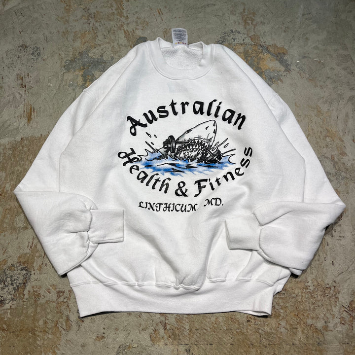 #4080 古着 90's~ JERZEES/ジャージーズ/Crew neck Print Sweat/クルーネックスウェット/Australia Health & Fitness/企業系/MADE IN USA/サイズL