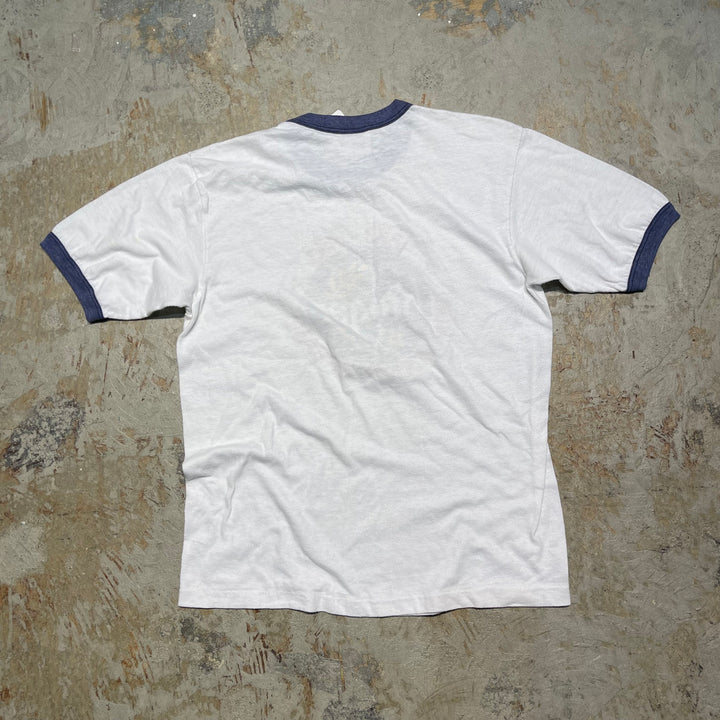 #4479 중고 의류 80 년대 ~ Hanes/Short Sleeve Ringer 티셔츠 티/짧은 슬리브 링거 티셔츠/미국/회사/크기 m.