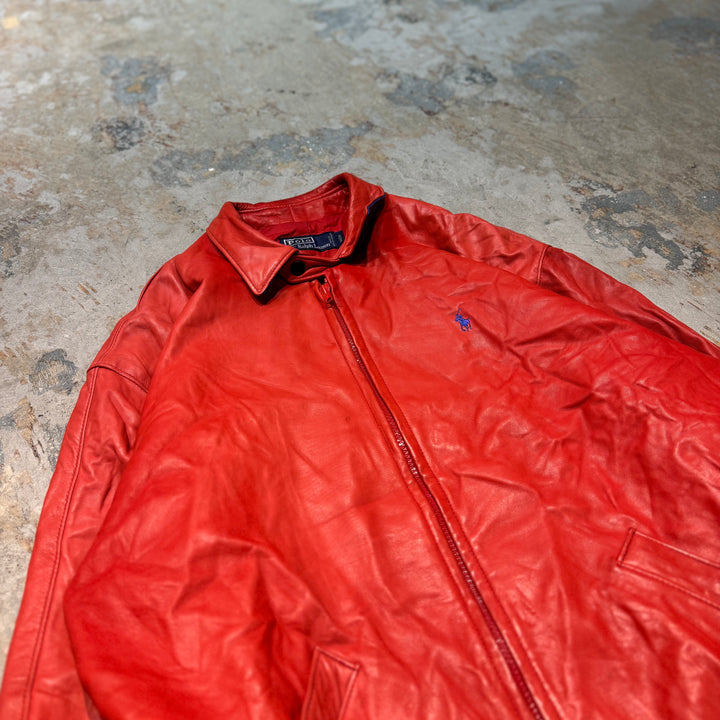 Used clothing 90's~ POLO by Ralph Lauren/ Polo Ralph Lauren/ Lamb leather swing top jacket/ Size M