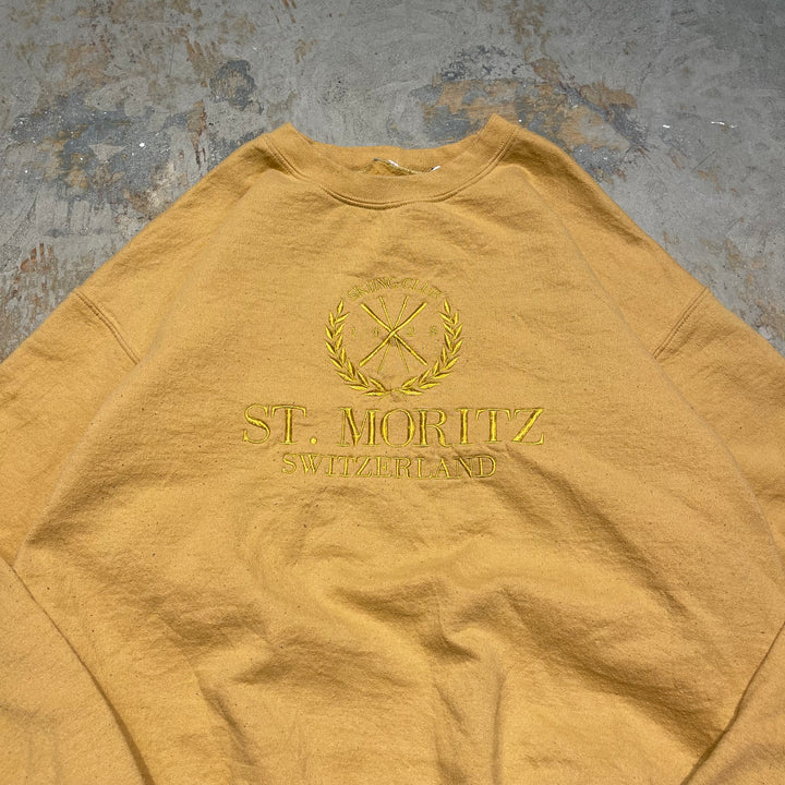 #4122 古着 Unknow/Crew Neck Print Sweat/クルーネックプリントスウェット/ST.MORITZ SWITZERLAND/サイズXL相当