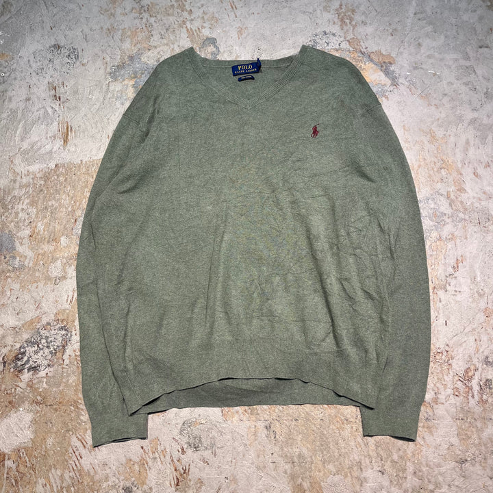 #3696古着/ラルフローレン/POLObyRalphLauren/コットンニット/Cottonknit/Vネック/サイズXL