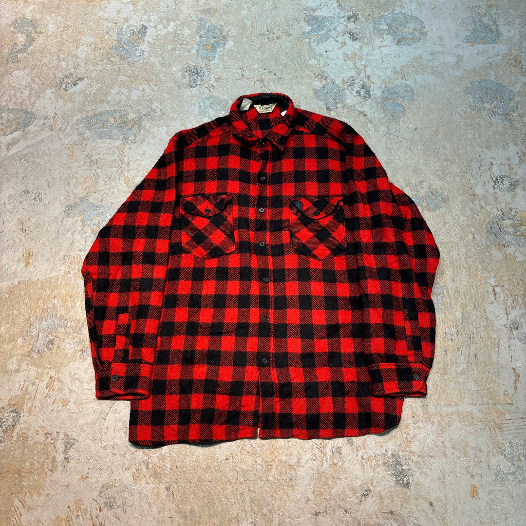 Used clothing 80's~ L.L.Bean/ L.L.Bean/ Wool shirt/Shirt jacket/Checked pattern/Size equivalent to XXL