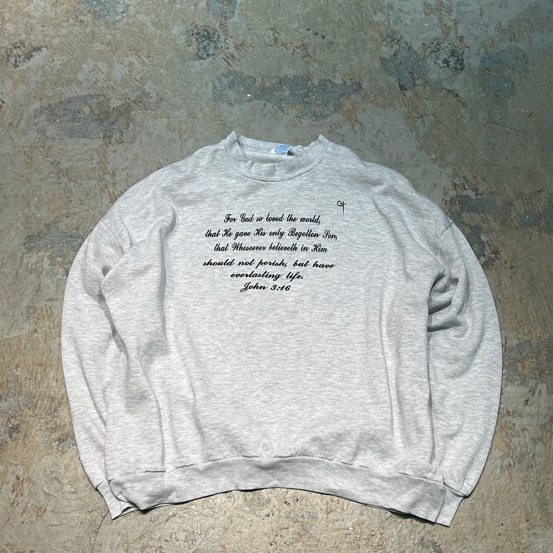 Used clothing Made in USA 80's~ JERZEES/Jerseys/Crew neck message print sweatshirt/Size 3XL