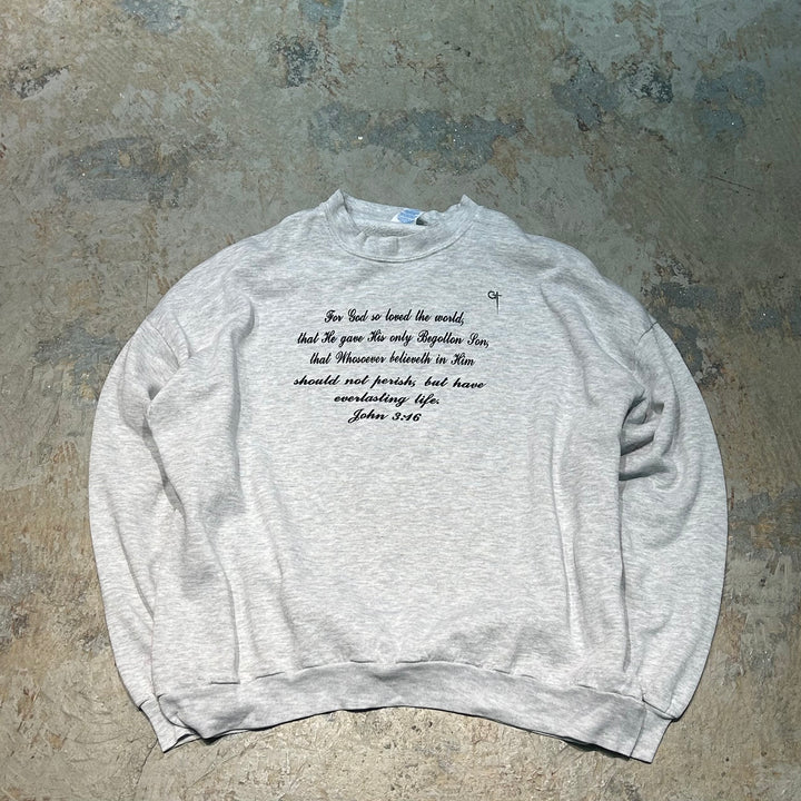 Used clothing Made in USA 80's~ JERZEES/Jerseys/Crew neck message print sweatshirt/Size 3XL