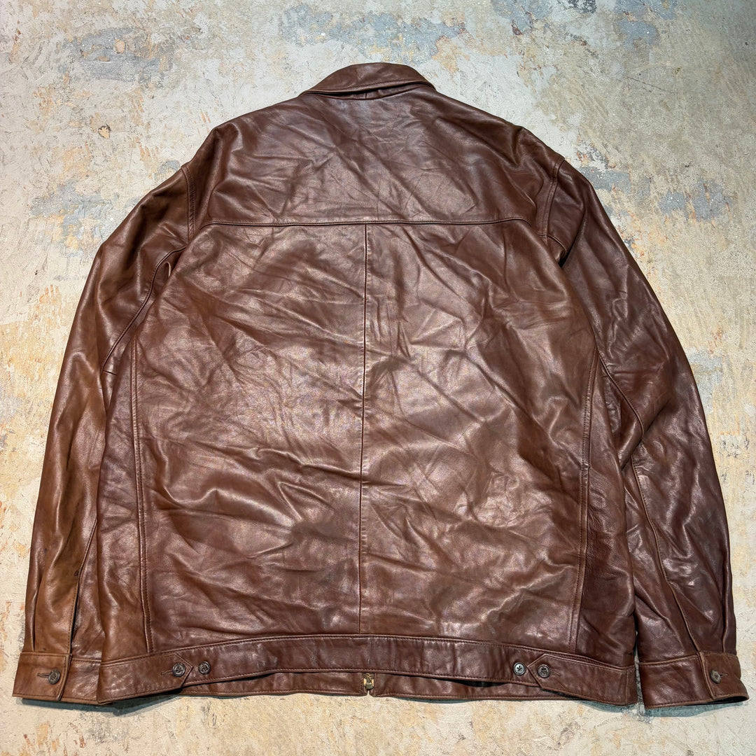 Used clothing 90's~ POLO by Ralph Lauren/ Polo Ralph Lauren/ Lamb leather swing top jacket/ Equivalent to size XXL