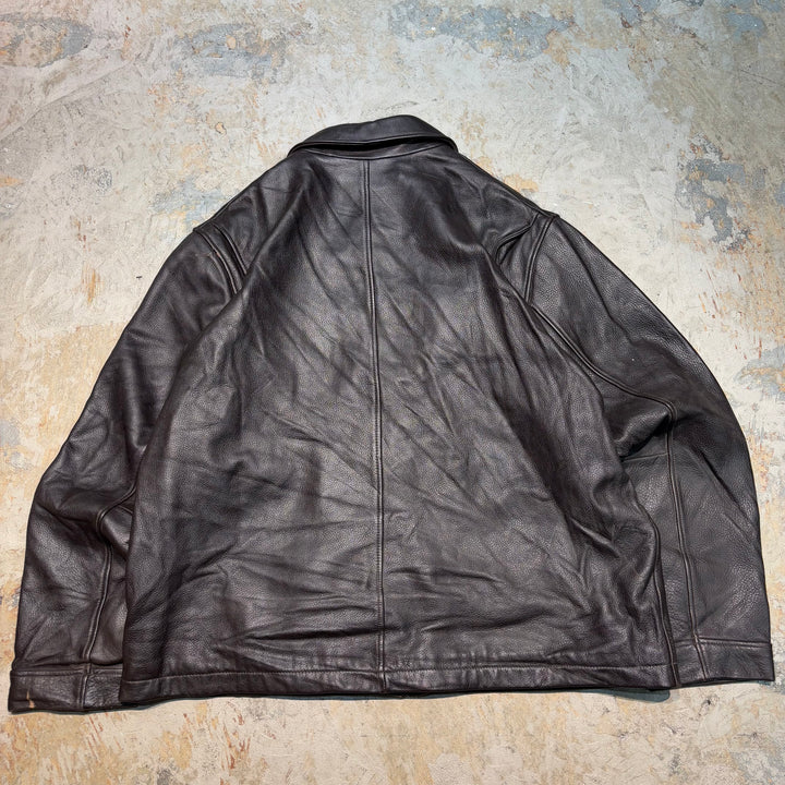 빈티지 Eddie Bauer/ Genuine Leather Zip-Up Leather Jacket/ Cowhide/ Size XL