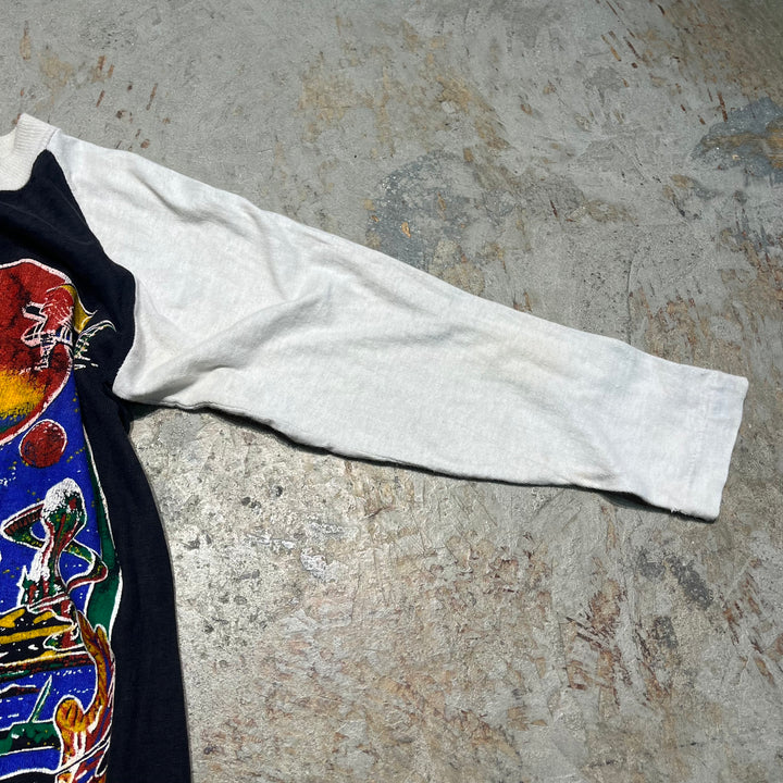 빈티지 80 년대 에어로 스미스/에어로 스미스/빈티지 단일 스티칭/7/4 길이 Raglan 티셔츠/크기 M-L에 해당합니다.