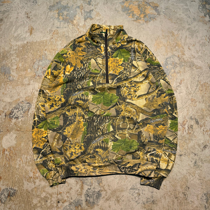旧衣服Cabela's/ kabelas /真实树/Real Tree Pattern half zip sweatshirt/真实树图案半拉链运动衫/尺寸M