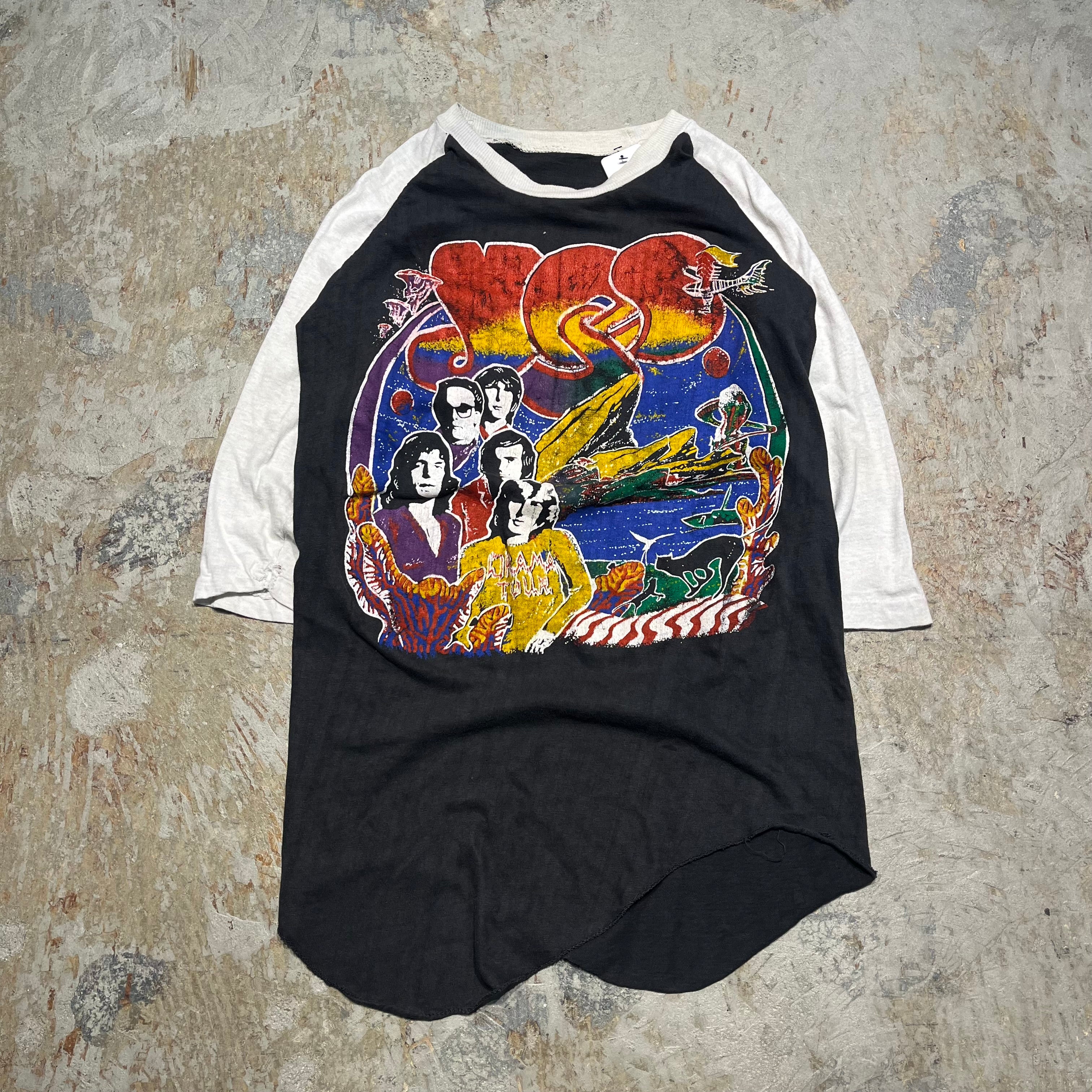 古着 80's AEROSMITH/エアロスミス/ヴィンテージ シングルステッチ /七分丈ラグランTシャツ/サイズM-L相当 – 古着屋 MUJIN