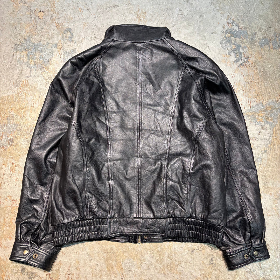 빈티지 런던 안개/ 런던 안개/ 풀 지퍼 가죽 자켓/ 크기 XL