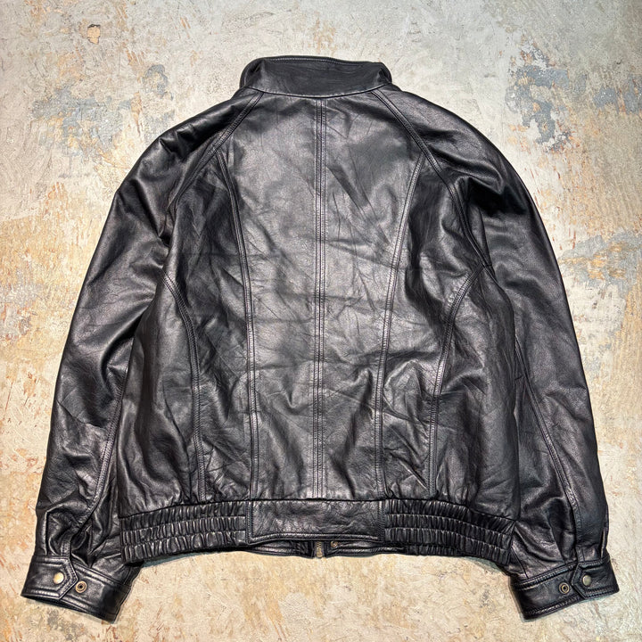 빈티지 런던 안개/ 런던 안개/ 풀 지퍼 가죽 자켓/ 크기 XL