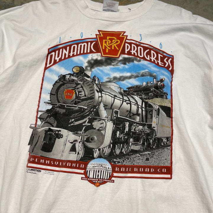 중고 의류 Jerzees / Pennsylvania Railway Company / M1 증기 기관차 / 회사 인쇄 티셔츠 / 크기 XL