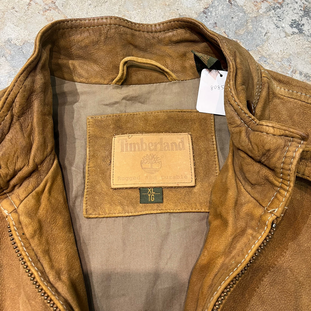 빈티지 Timberland/Timberland/Genuine Leather Zip-Up Leather Jacket/Size XL