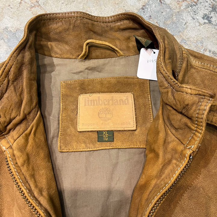 빈티지 Timberland/Timberland/Genuine Leather Zip-Up Leather Jacket/Size XL