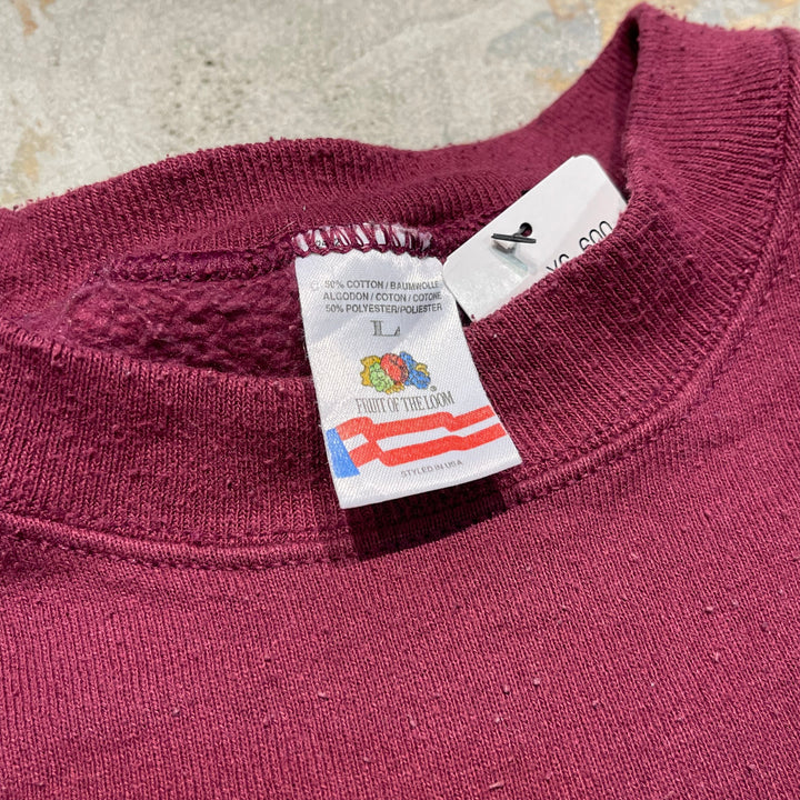 #4109 古着 90's FRUIT OF THE LOOM/フルーツオブザルーム/Crew Neck Sweat Shirt/クルーネック刺繍ロゴスウェット/MADE IN USA/サイズL