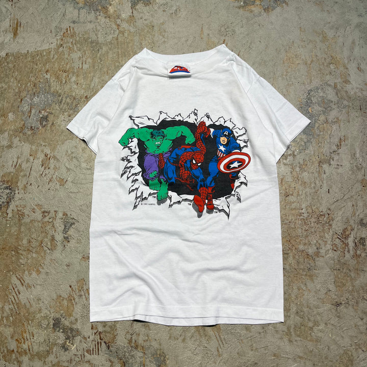#4468 古着 91's Marvel/マーベル/short sleeve t-shirt Tee/半袖シャツ/シングルステッチ/MADE IN U.S.A/サイズL