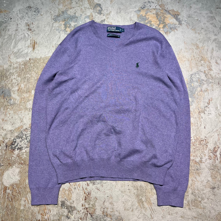#3684古着/ラルフローレン/POLObyRalphLauren/コットンニット/Cottonknit/Vネック/サイズL