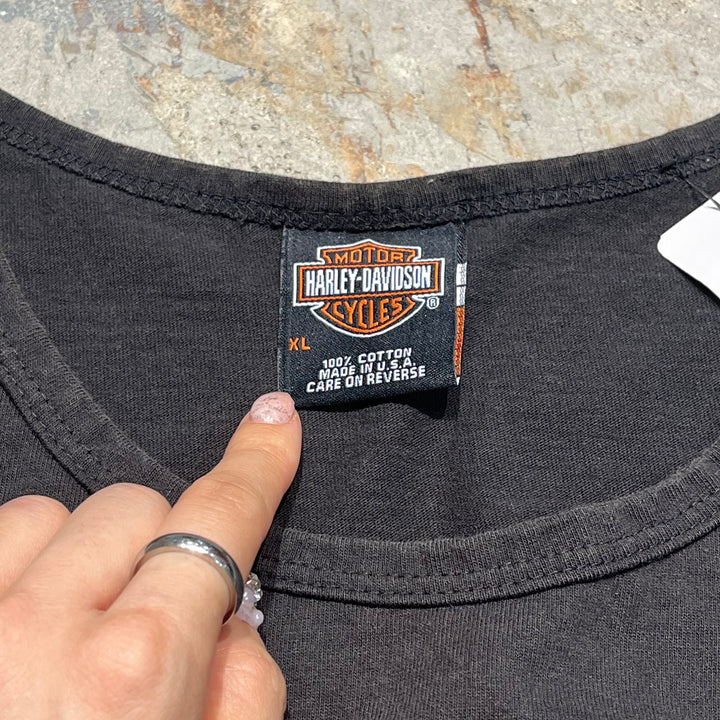 古着 USA製 Harley-Davidson/ハーレー ダビッドソン カナダ ユーコン・テリトリー プリントTシャツ サイズXL