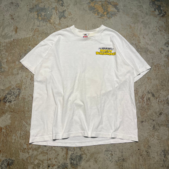 古着 USA製 90's フルーツオブザルーム/ロッキー&ブルウィンクル/アニメ/ヴィンテージ シングルステッチ Tシャツ/サイズXL