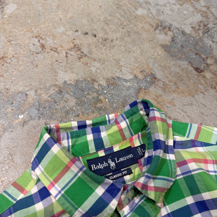 古着 Ralph Lauren/ ラルフ ローレン/ ボタンダウン半袖シャツ/ チェック柄/ サイズL