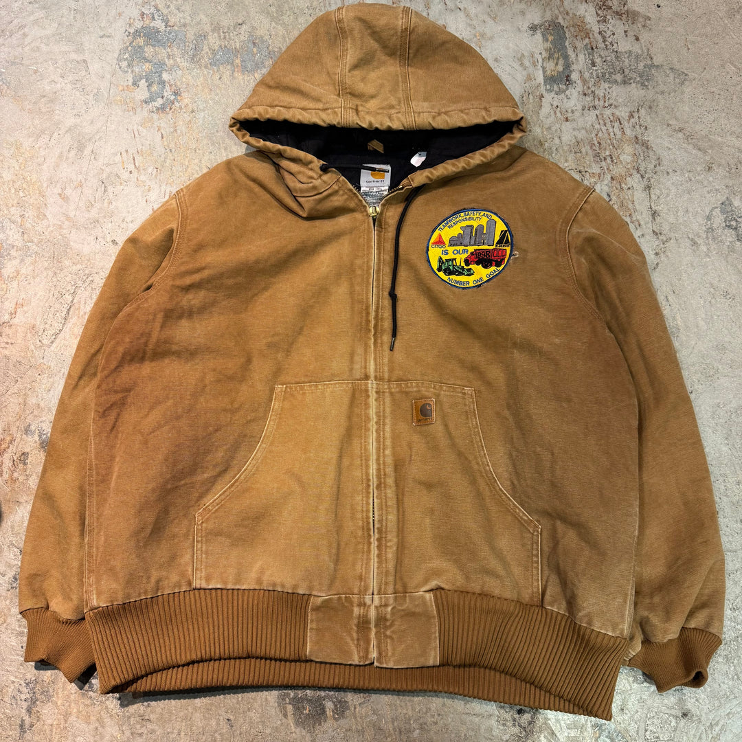 古着 carhartt/ カーハート/ アクティブジャケット/ 裏地キルティング/ 企業ロゴ/ サイズXL