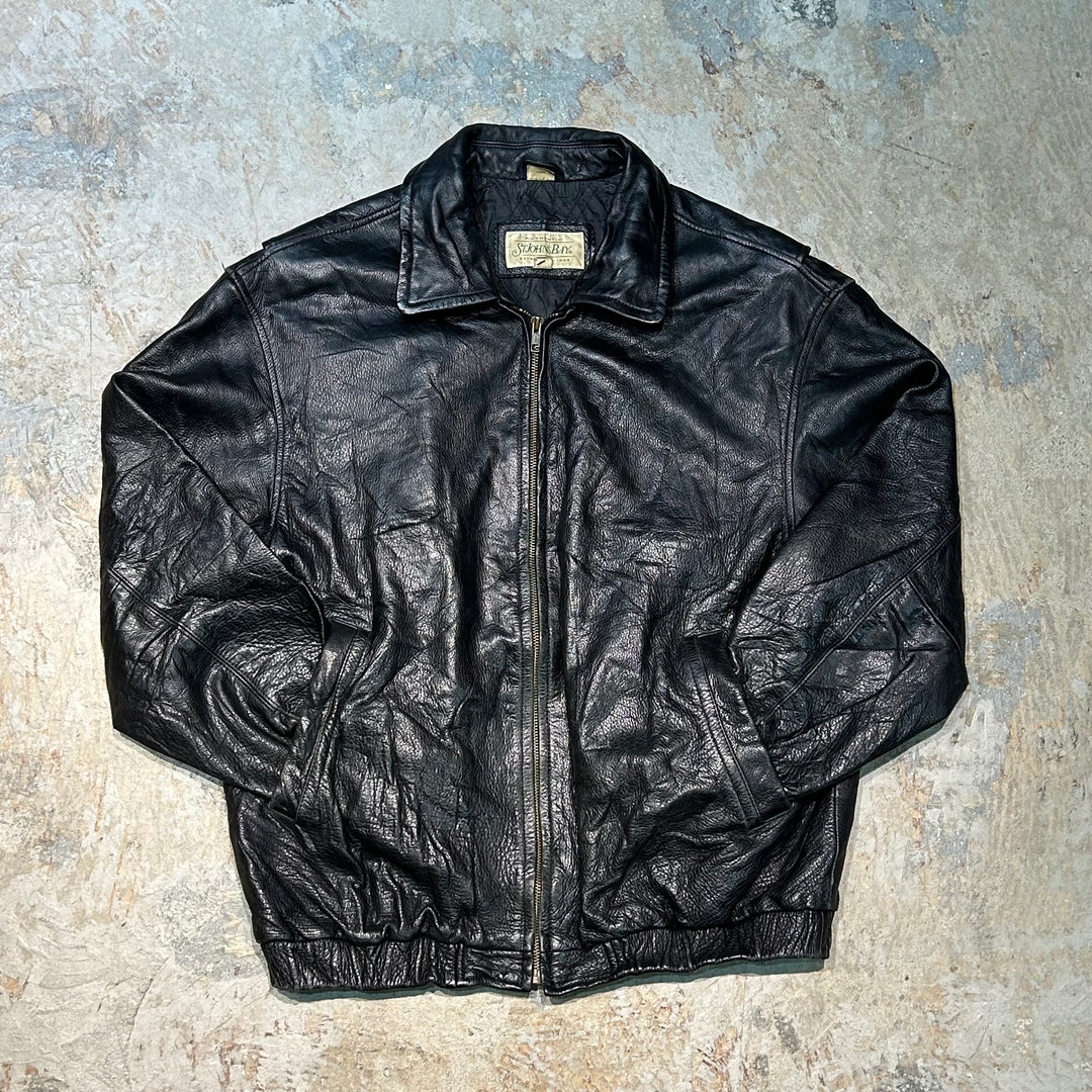 빈티지 St.John 's Bay/St.John's Bay/Zip-Up Leather Jacket/Size L-XL에 해당합니다.