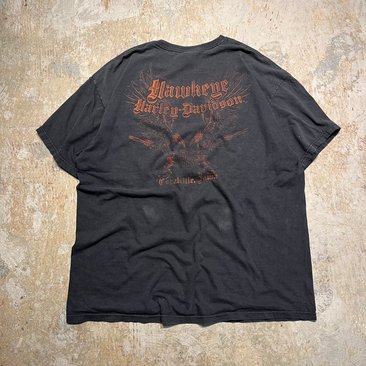 古着 USA製 Harley-Davidson/ハーレー ダビッドソン/hawkeye/LIVE TO RIDE/ワールドクラス モーターサイクルズ/プリントTシャツ サイズXXL