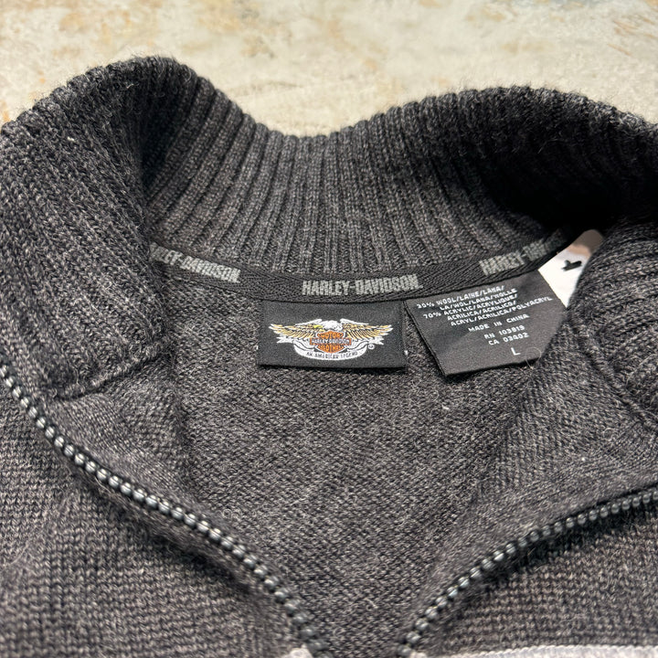 二手衣服HARLEY-DAVIDSON/哈雷戴维森/半拉链针织毛衣/尺寸L