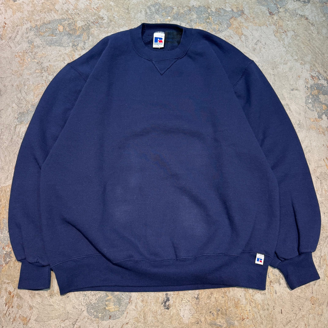 古着 USA製 90's~ RUSSELLATHLETIC/ ラッセル アスレチック/ クルーネックブランクスウェット/ 無地/ Vガゼット/ サイズL