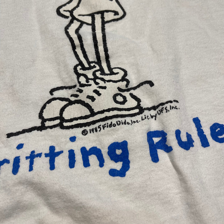 古着 USA製 85's ファイド・ダイド/書き方のルール/ヴィンテージ シングルステッチ プリントTシャツ/サイズXL