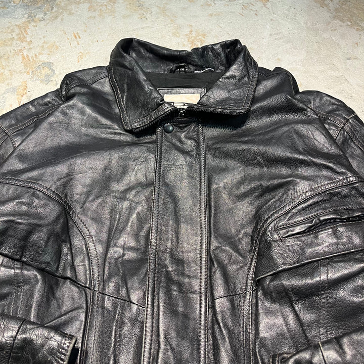 #3308 古着 Unknow/Leather jacket/ジップアップレザージャケット/サイズXL