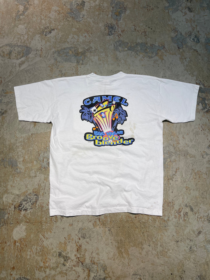 #MA160 古着 USA製 96's CAMEL/キャメル / 企業系 / camel big vegas groove blender / ヴィンテージ シングルステッチ プリントTシャツ/サイズXL