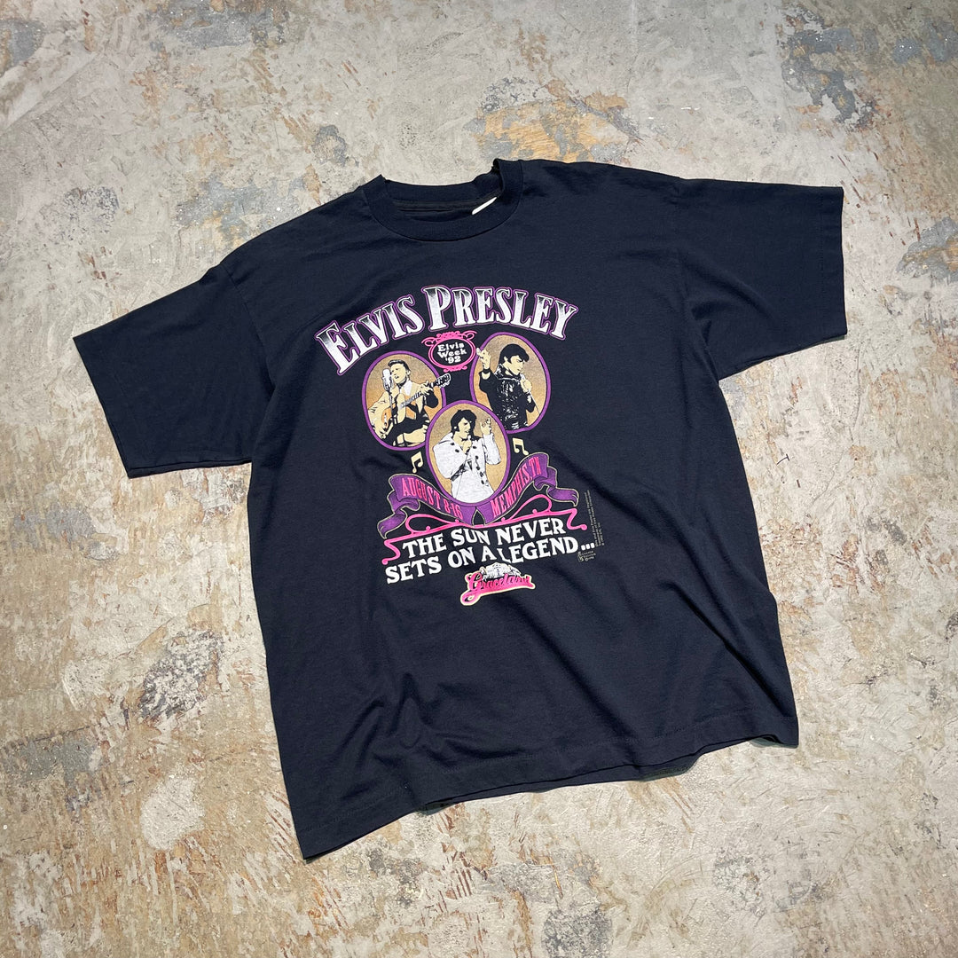 #4644 Used clothing unknown/short sleeve print t-shirt tee/short sleeve print t-shirt/single stitch/ELVIS PRESLEY print/size XXL