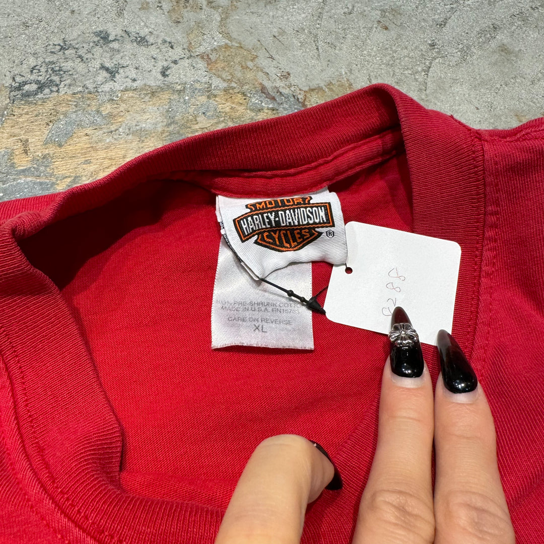 Used clothing Made in USA Harley-Davidson/Harley-Davidson/Printed T-shirt/Too Tough to Die/Motorcycle Babe Kokomo Indiana/Size XL