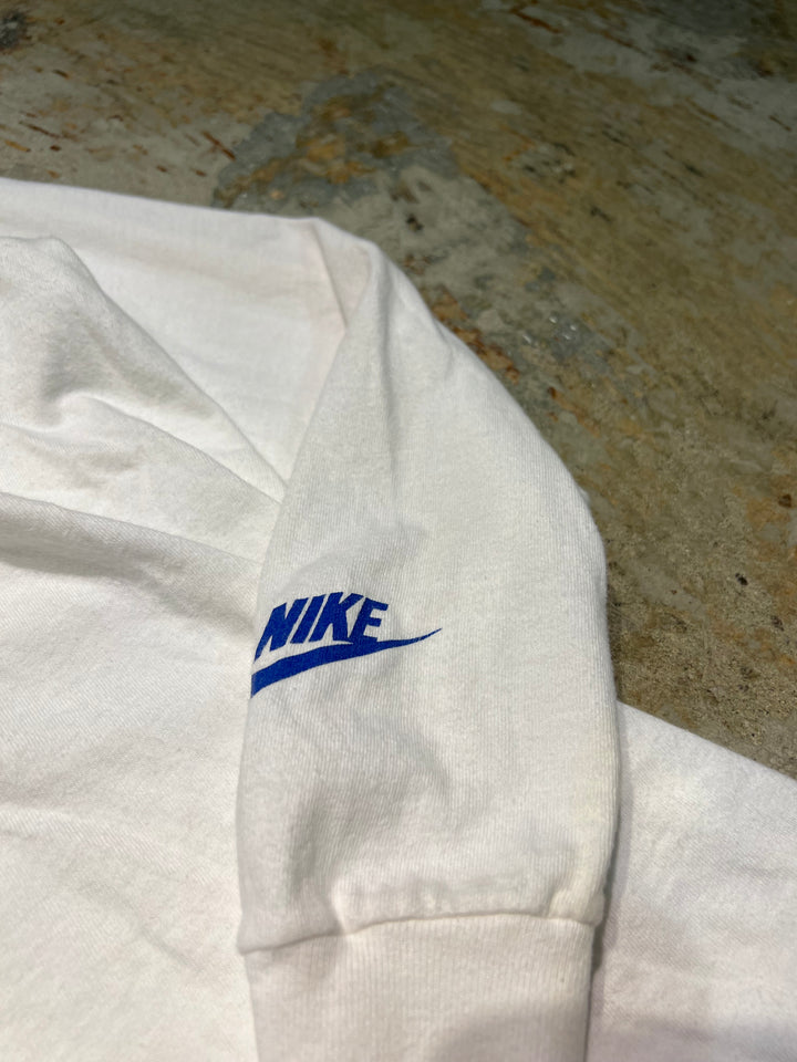 #MA107古着90's USA制造NIKE/ NIKE/ 16次口袋城市马拉松/阿拉巴马州亨茨维尔举办/ 1977年/银色标签/复古单针 长T恤/尺寸XL