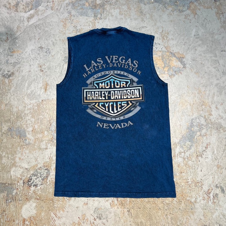 빈티지 할리 데이비슨 / 할리 데이비슨 / 라스 베이거스 네바다 상점 / 인쇄 티셔츠 / 슬리빙 / 크기 m