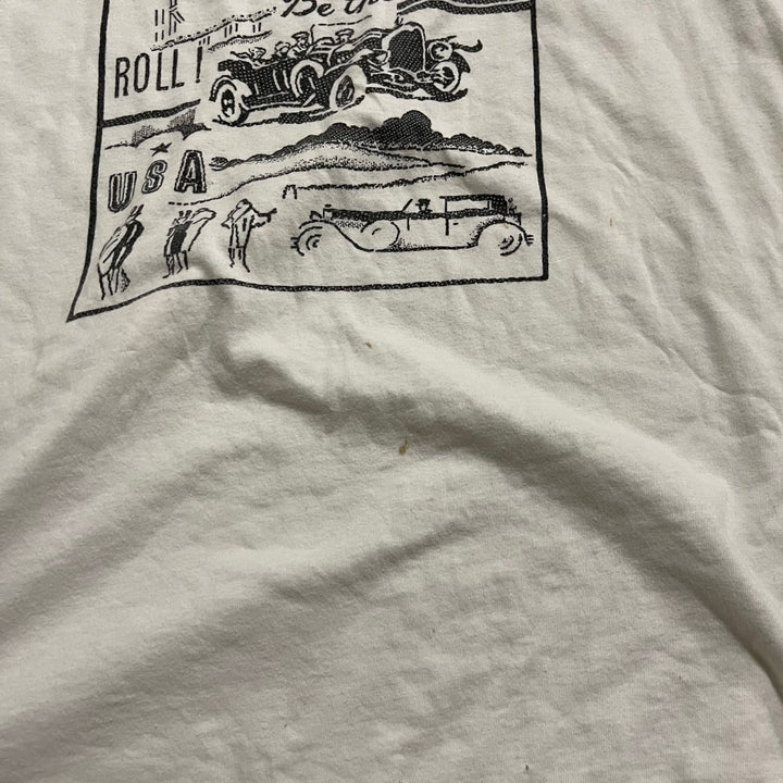 古着 ヨーロッパ/嵐に乗ろう! ドライバーになろう!/ヴィンテージ シングルステッチ プリントTシャツ/サイズL-XL相当